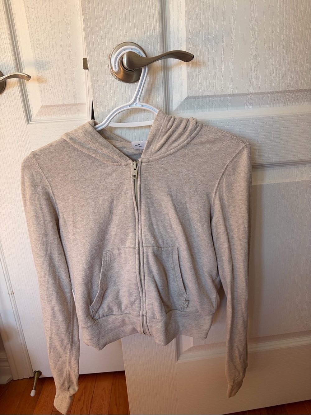 Aritzia Light Beige Zip Hoodie Sweater - Women